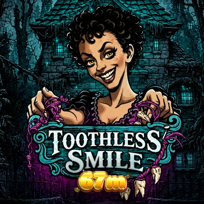 Interface do jogo de slot Toothless Smile com temática de consultório odontológico macabro.